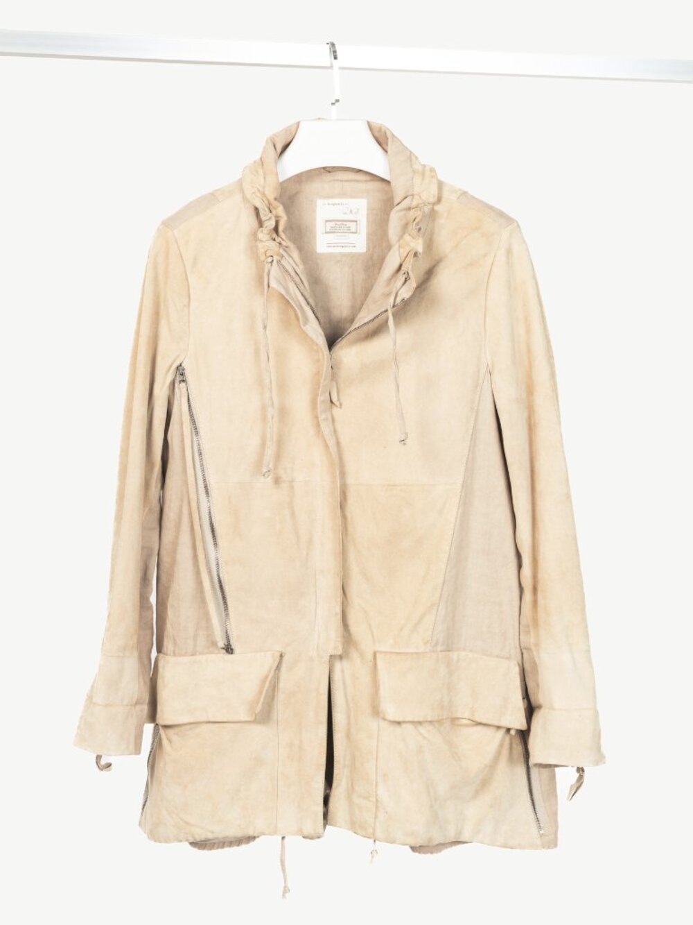 Annette Gortz SS10 Duran Beige Suede & Linen-Blend Jacket